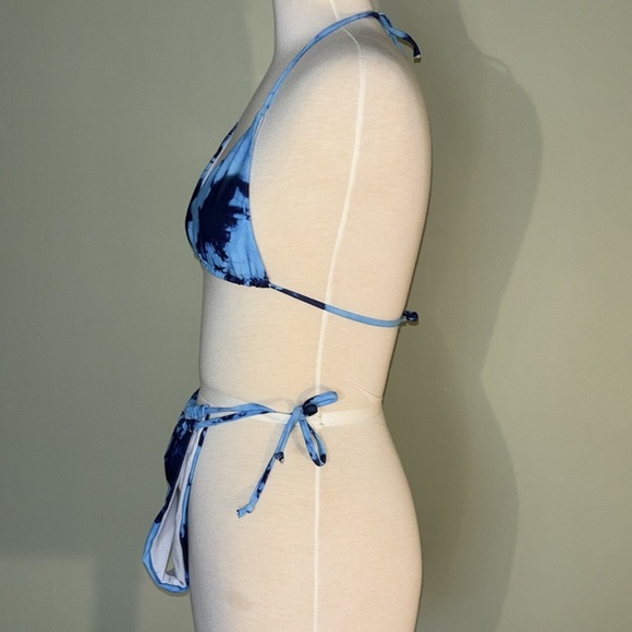 Blue and light blue bathing swim suit set. Top medium bottom large string ties - Picture 5 of 11